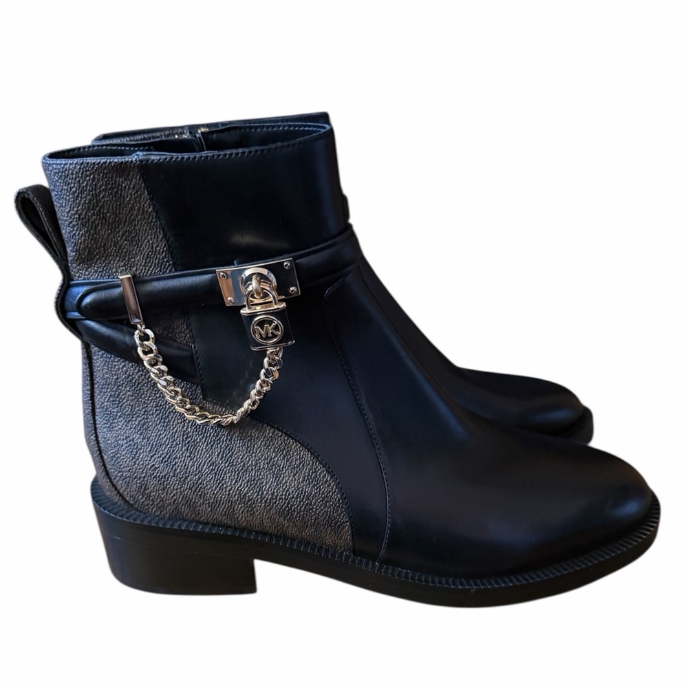 Michael Kors Black and Brown Leather Ankle Boots - Picture 3 of 14
